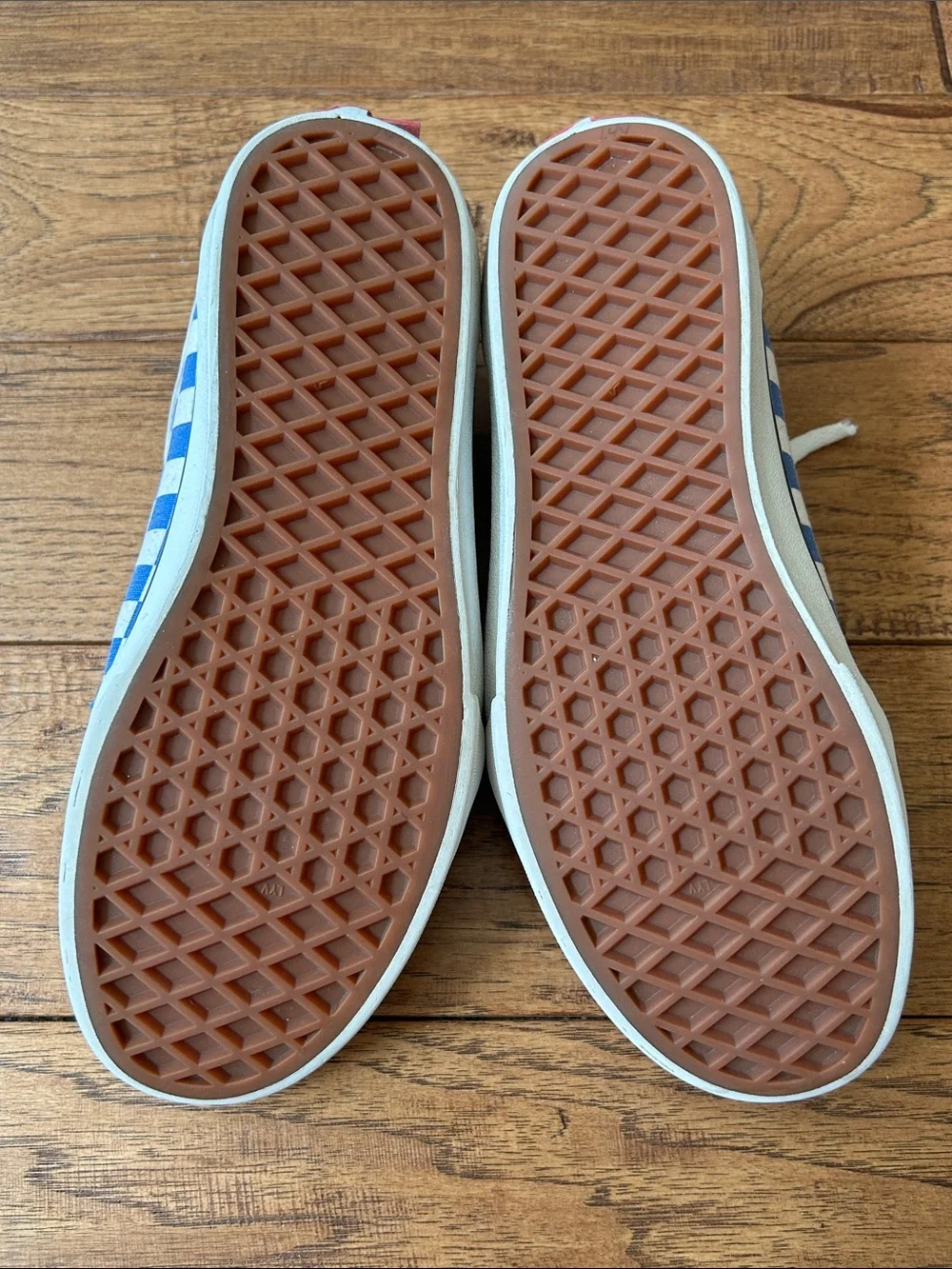 Vans Old Skool Checkerboard Skate Shoes Sneakers True Blue White Youth Size 4.5